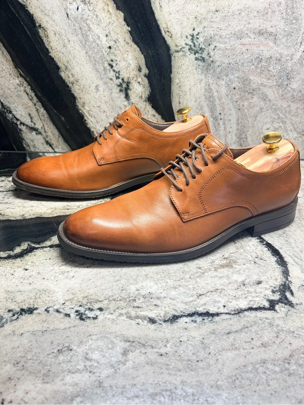 Cole Haan Men’s 9M Cognac Brown Leather Derby Oxford Dress Shoes